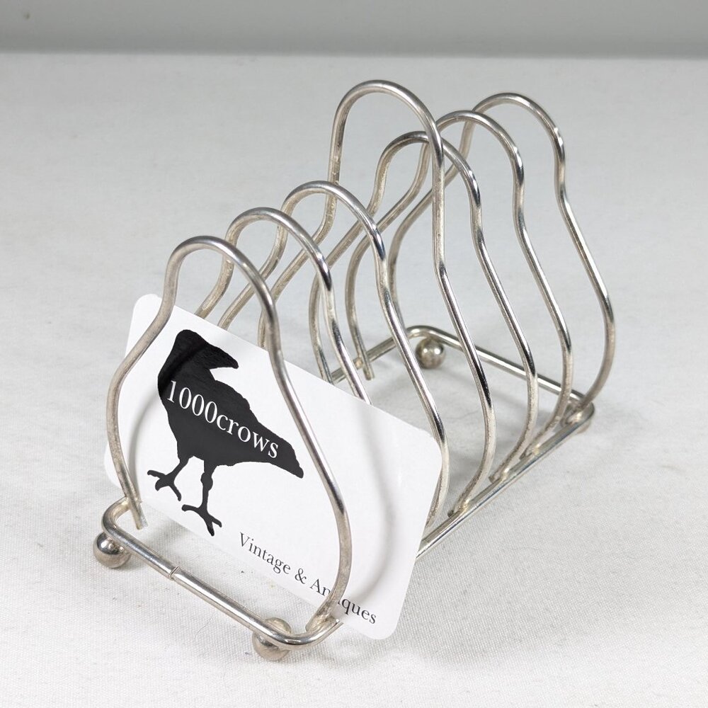 Vintage minimalist wire toast rack, English Art deco style chromed / silver